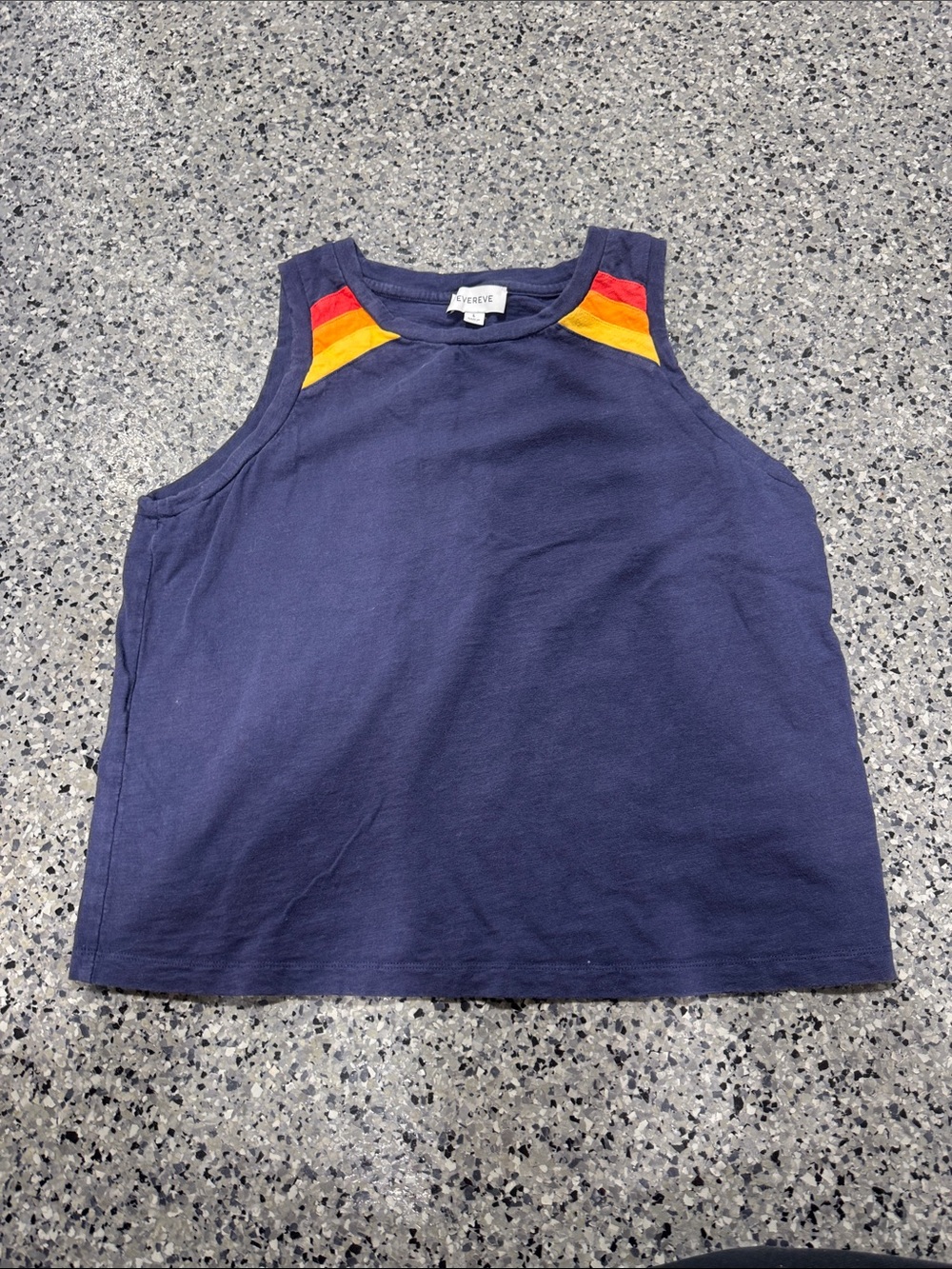 Tea Collection Navy Tank with Red and Yellow Shoulder Stripes